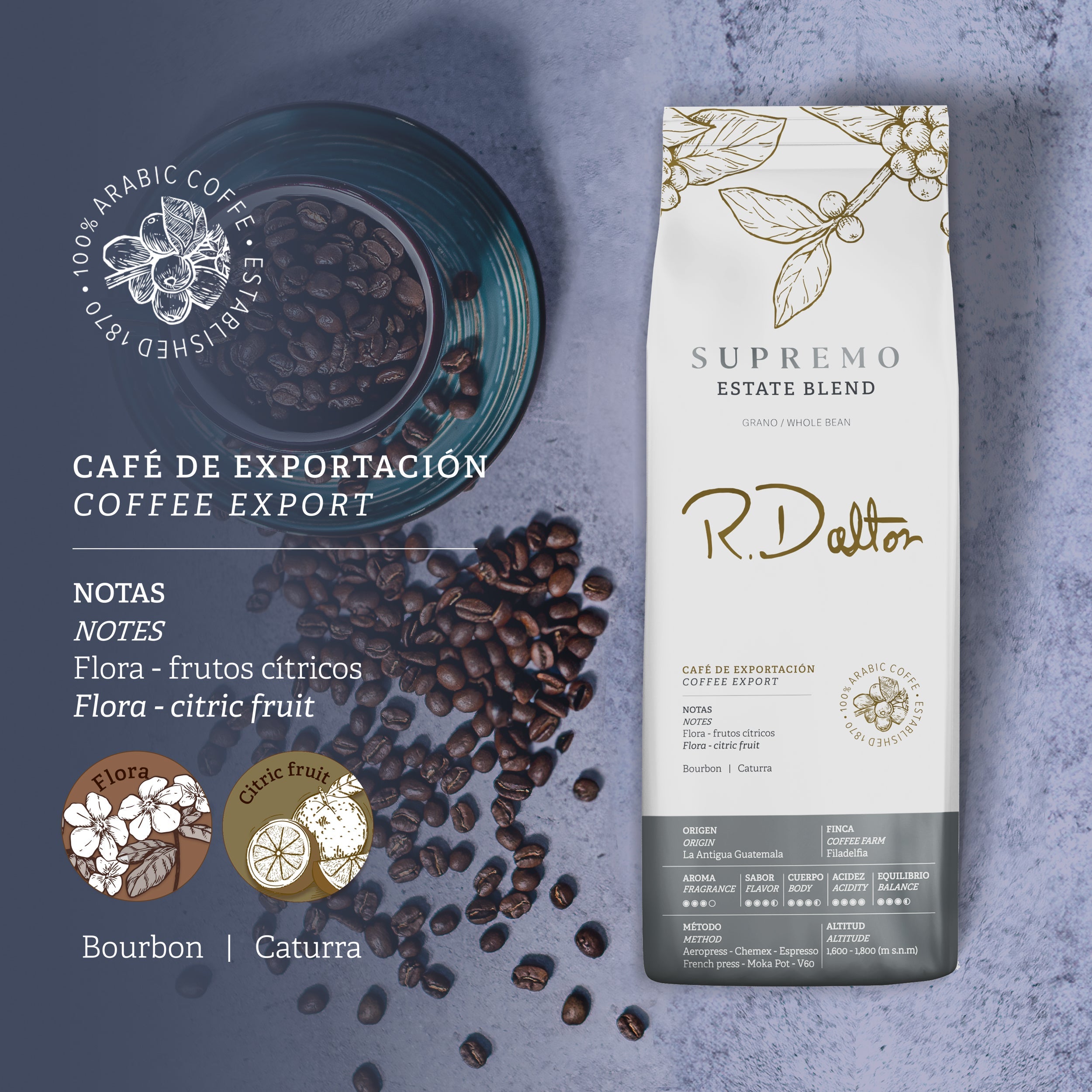 2) R. Dalton Coffee Supremo Estate Blend Coffee - 340g