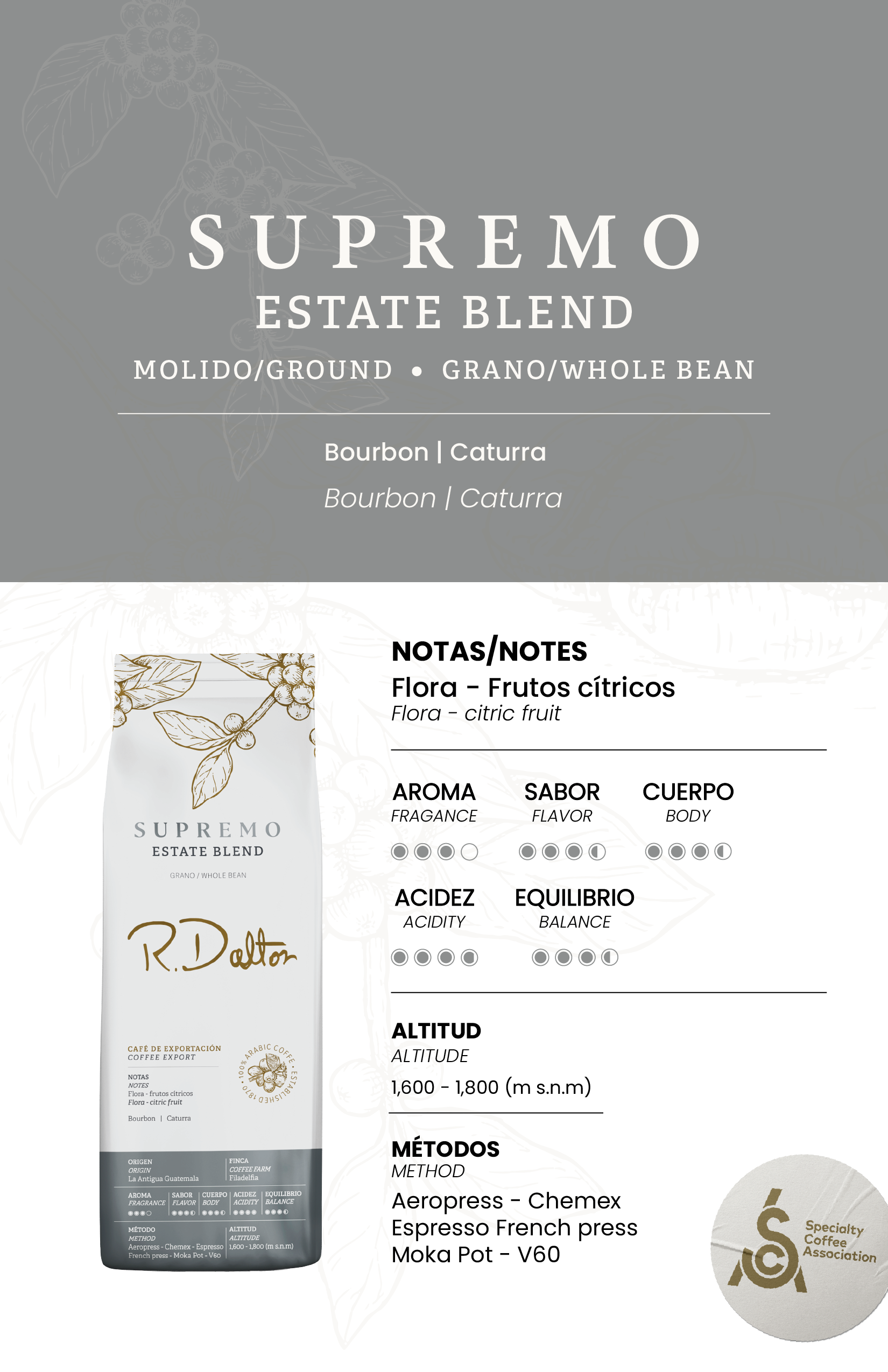 2) R. Dalton Coffee Supremo Estate Blend Coffee - 340g